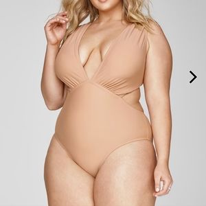 Plunge One-Piece Swimsuit in Nude - Plus Size